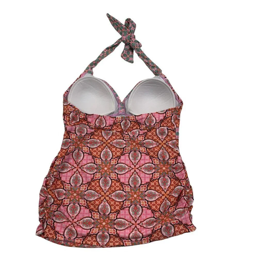 Beach Bump by Motherhood Maternity Boho Print Halter Tankini Top Women's Size M